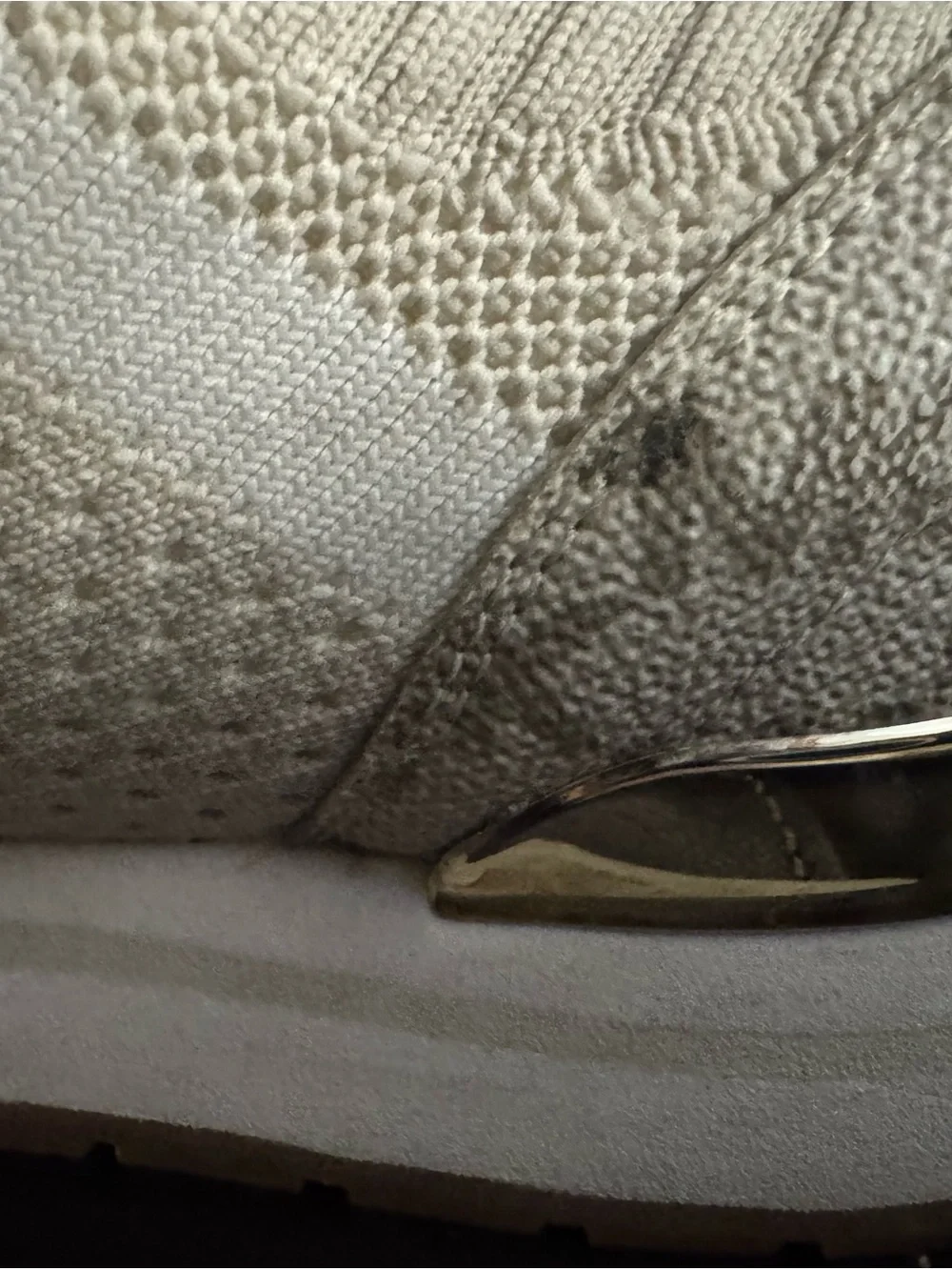 Michael Kors Cream Knit Lace-Up Sneakers with Gold Accents